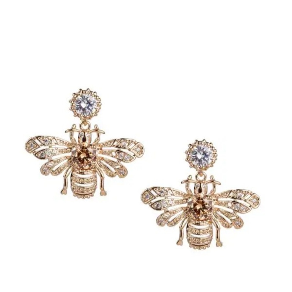 Eye Candy Luxe Crystal Bee Dangle Drop Earrings -NWT